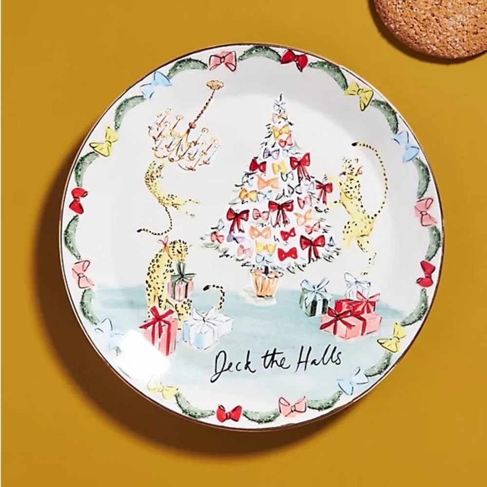 BRAND NEW ANTHROPOLOGIE Susannah Garrod Tis the Season Dessert Plate